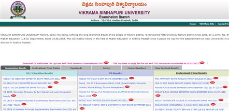 vsu 1st sem results|Examination Branch, VIKRAMA SIMHAPURI UNIVERSITY, .